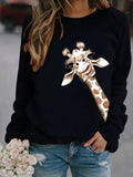 Giraffe Print Crew Neck Sweatshirt