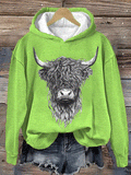 🔥Buy 3 Get 10% Off🔥Women's Highland Cow Print Hooded Sweatshirt