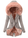 Farbblock Fluff/Granular-Fleece-Stoff Weit Teddy Jacke