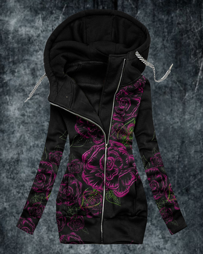 Women's Fashion Print Zip Hoodies-2328