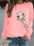 Giraffe Print Crew Neck Sweatshirt