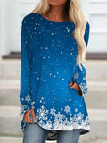 Christmas Long Sleeve Crew Neck Printed Top T-shirt TUNIC