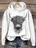 🔥Buy 3 Get 10% Off🔥Women's Highland Cow Print Hooded Sweatshirt