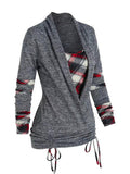 Women's Plaid Stitching Long Sleeve Sweatshirt