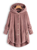 Cozy Fleece Hooded Sherpa Coat Symmetrical Button Teddy Bear Coats