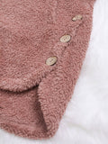 Cozy Fleece Hooded Sherpa Coat Symmetrical Button Teddy Bear Coats