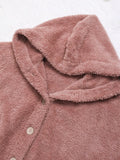 Cozy Fleece Hooded Sherpa Coat Symmetrical Button Teddy Bear Coats