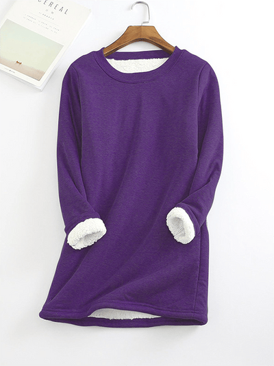 Women's thickened and fleece slim fit warm mid-length top