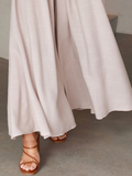 Plain Casual Wide Leg Shirred Waist Pant