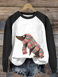 Women's Winter Art Dog Print Casual Sweatshirt