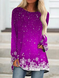 Christmas Long Sleeve Crew Neck Printed Top T-shirt TUNIC