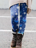 Christmas Snowflake Skinny Cotton Blends Pants