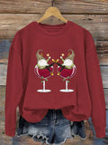 Women's Christmas Wineglass Gnome Sweatshirt