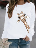 Giraffe Print Crew Neck Sweatshirt