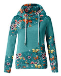 Women's Simple Patchwork Floral Print Loose Hoodie