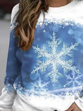 Crew Neck Raglan Sleeve Snowflake Loose Sweatshirts
