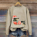 Women's Merry Christmas Cute Dachshund Dog Print Casual Sweatshirt