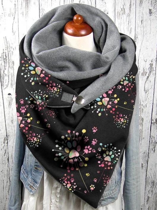 Paw Dandelion Flower Printed Scarf