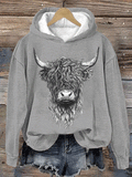 🔥Buy 3 Get 10% Off🔥Women's Highland Cow Print Hooded Sweatshirt