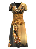 Women's Flower Art Design Panel Dress