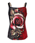 Floral Print Chain Design Sleeveless Tank Top