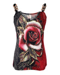 Floral Print Chain Design Sleeveless Tank Top