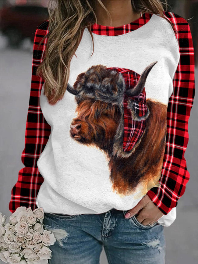 Women's Highland Cow Print Sweatshirt