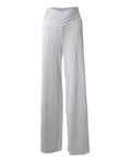 Overlap Waist Textured Flared Pants