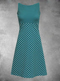 Rundhals Urlaub Kleid mit Polka Dots Print