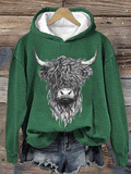 🔥Buy 3 Get 10% Off🔥Women's Highland Cow Print Hooded Sweatshirt