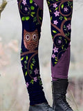 Farbblock Vogel Lässig Regelmäßige Passform Leggings