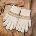 Men's Knitted Plush Thickened Warm Wave Gloves