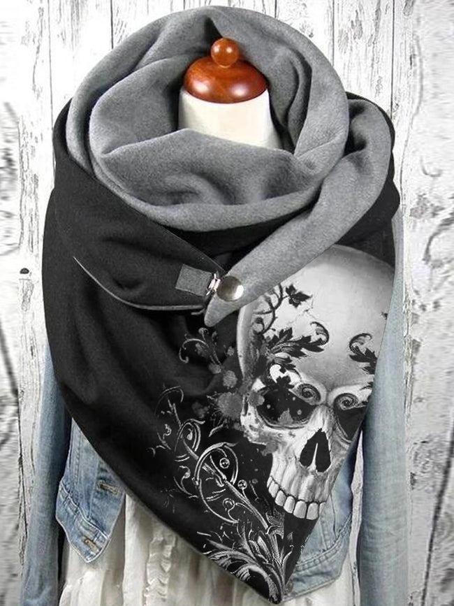 Punk rose skull print scarf scarves