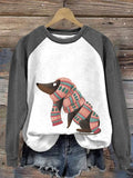 Women's Winter Art Dog Print Casual Sweatshirt