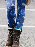 Christmas Snowflake Skinny Cotton Blends Pants