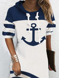 Hoodie Colorblock Ocean  Casual Mini Dresses