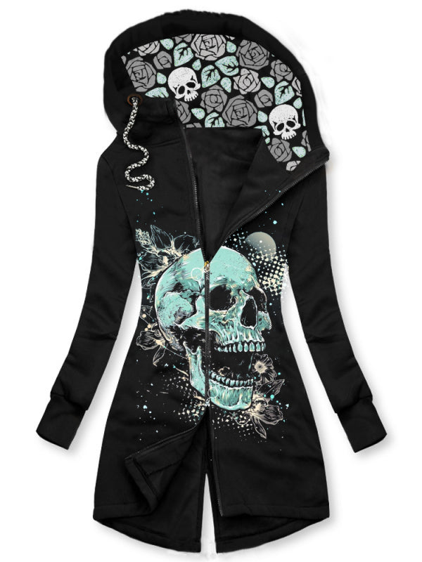 Casual printed punk jacket hoodies coat