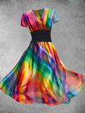 Women's Rainbow Plaid Art Design Maxi Dress