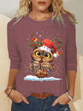 Christmas Owl Women Simple Top