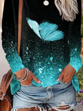 Butterfly Casual Loose Crew Neck T-Shirt