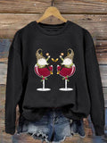 Women's Christmas Wineglass Gnome Sweatshirt