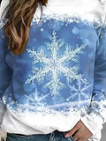 Crew Neck Raglan Sleeve Snowflake Loose Sweatshirts