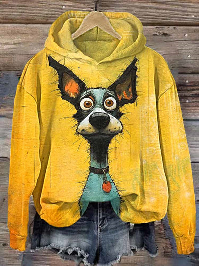 Funny Dog Art Painting Print Casual Hoodie