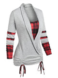 Women's Plaid Stitching Long Sleeve Sweatshirt