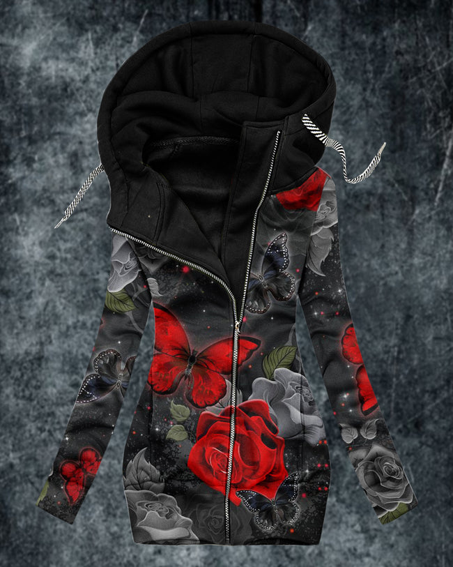 Women's Fashion Print Zip Hoodies-2325