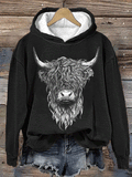 🔥Buy 3 Get 10% Off🔥Women's Highland Cow Print Hooded Sweatshirt