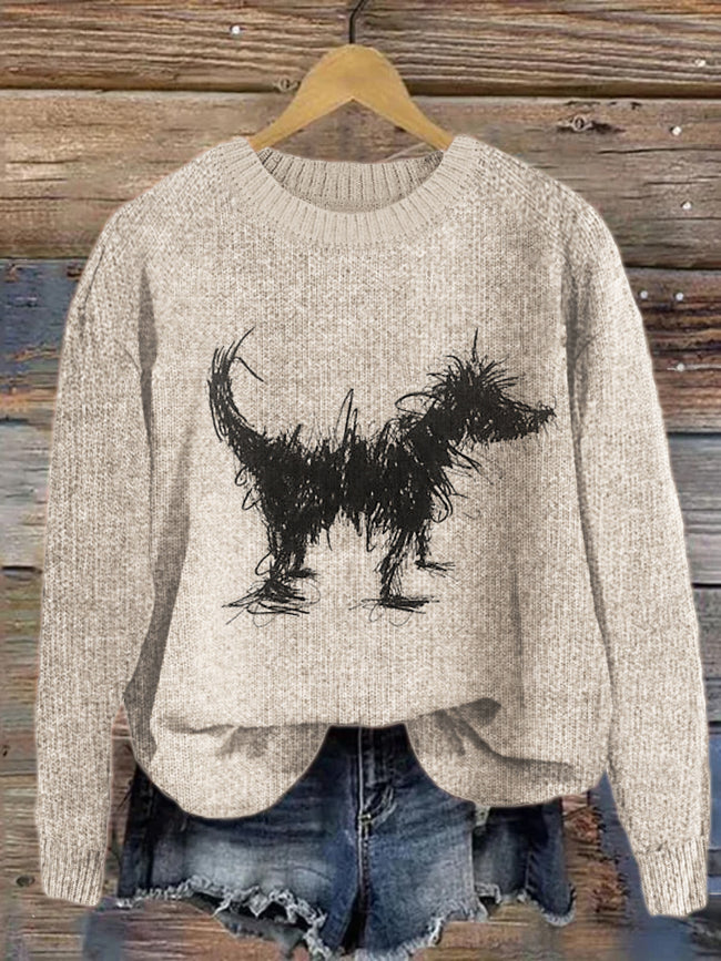 Funny Fuzzy Dog Art Cozy Sweater