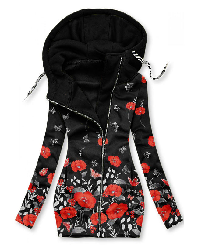 Women's Flowers Print Hoodie-1012-04