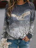 Women's Owl Oil Painting Sweatshirt