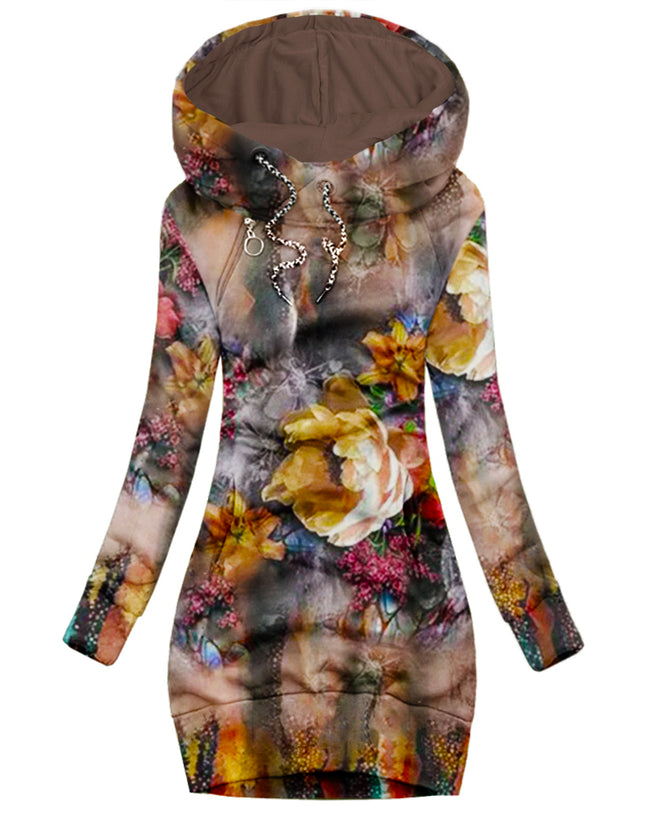 Women's Daily Vintage Print Hoodie-092201